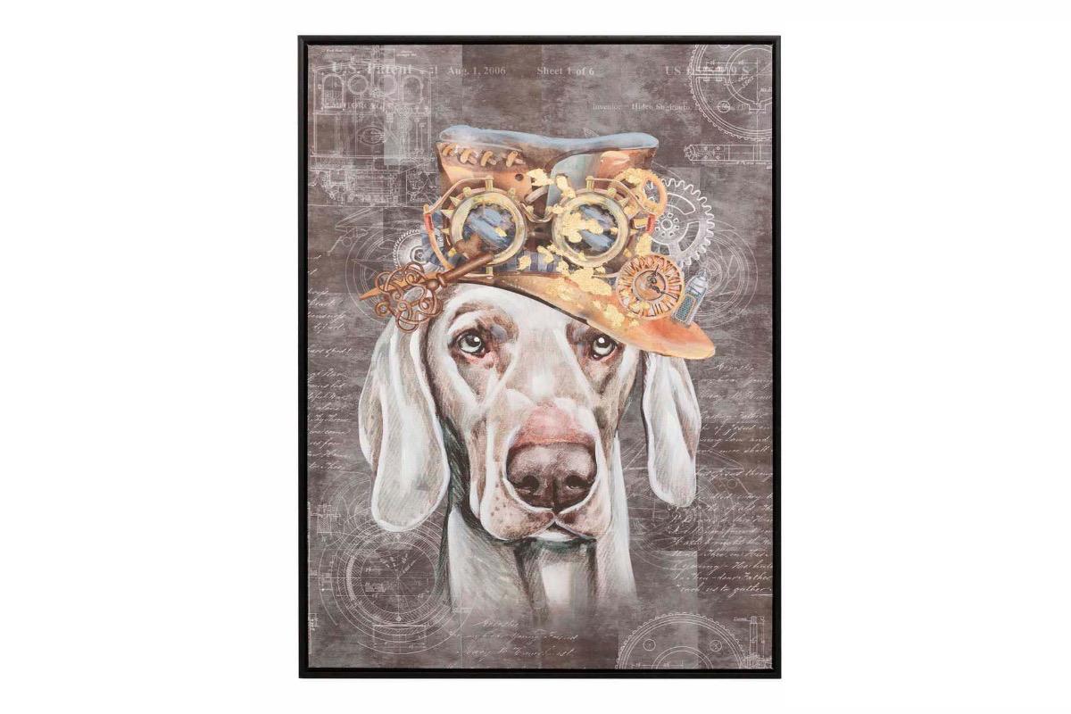 Картина на холсте Собака в шляпе