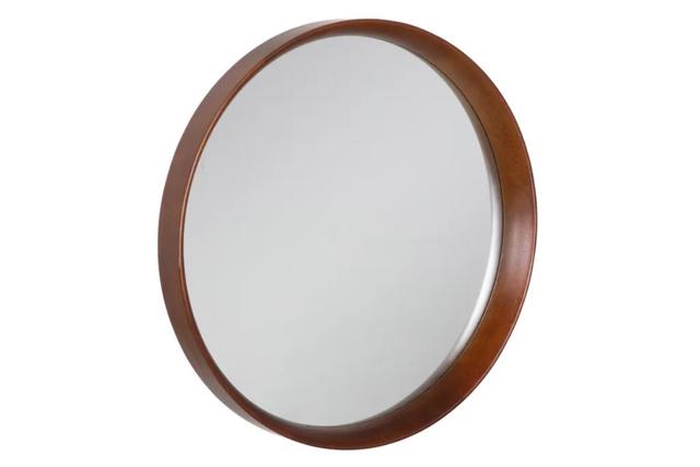 Зеркало настенное круглое коричневая рама
