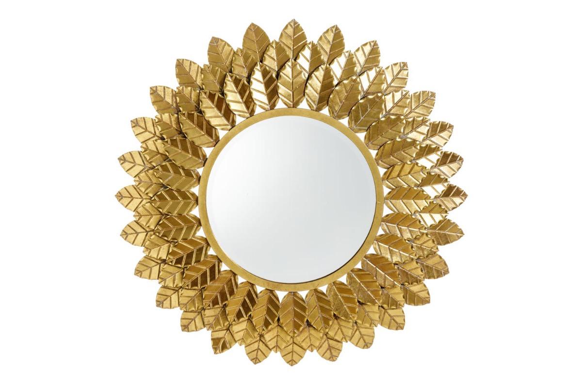 Зеркало настенное Листья золотистое