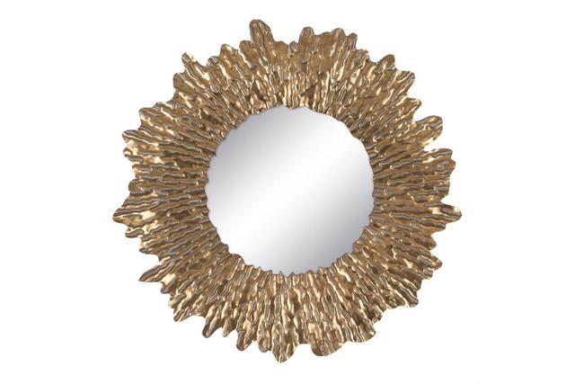Зеркало настенное металлическое золотистое