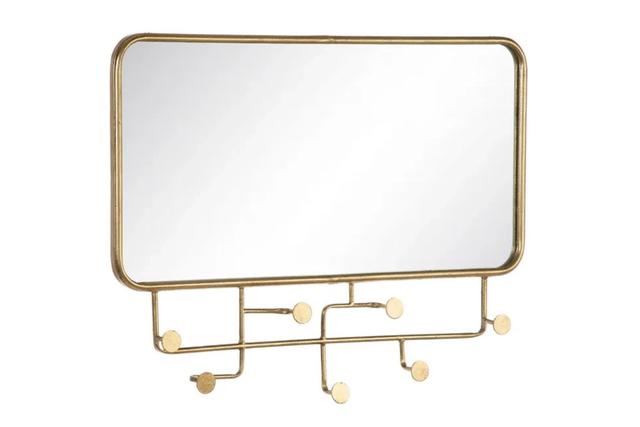 Зеркало настенное с вешалкой золотистое