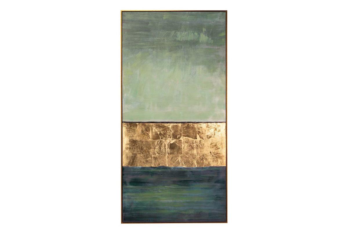 Картина на холсте абстракция сине золотистая