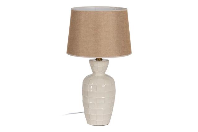 Лампа настольная бежевая с коричневым абажуром