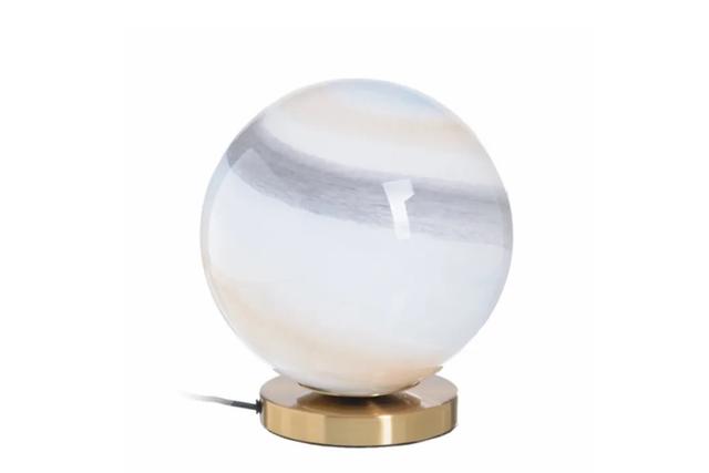 Лампа настольная цветной шар на золотистой подставке