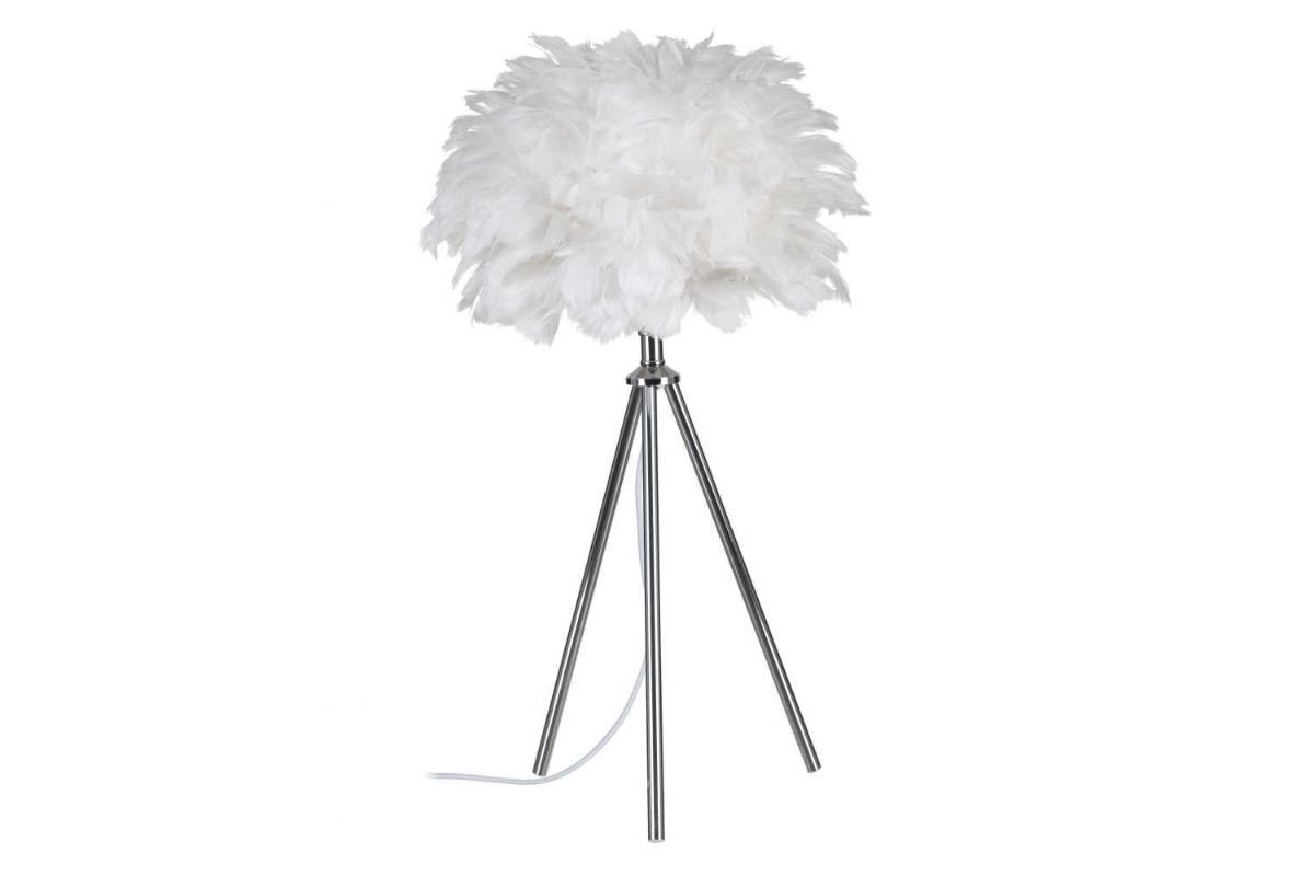 Лампа настольная Перья белая с серебристыми ножками