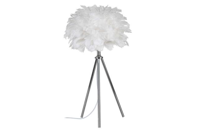 Лампа настольная Перья белая с серебристыми ножками