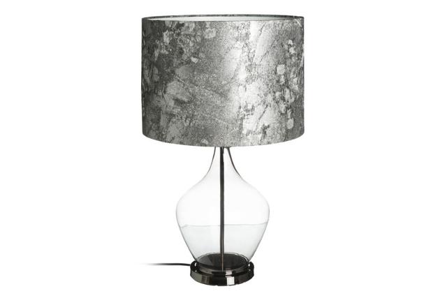 Лампа настольная прозрачная серебристый абажур