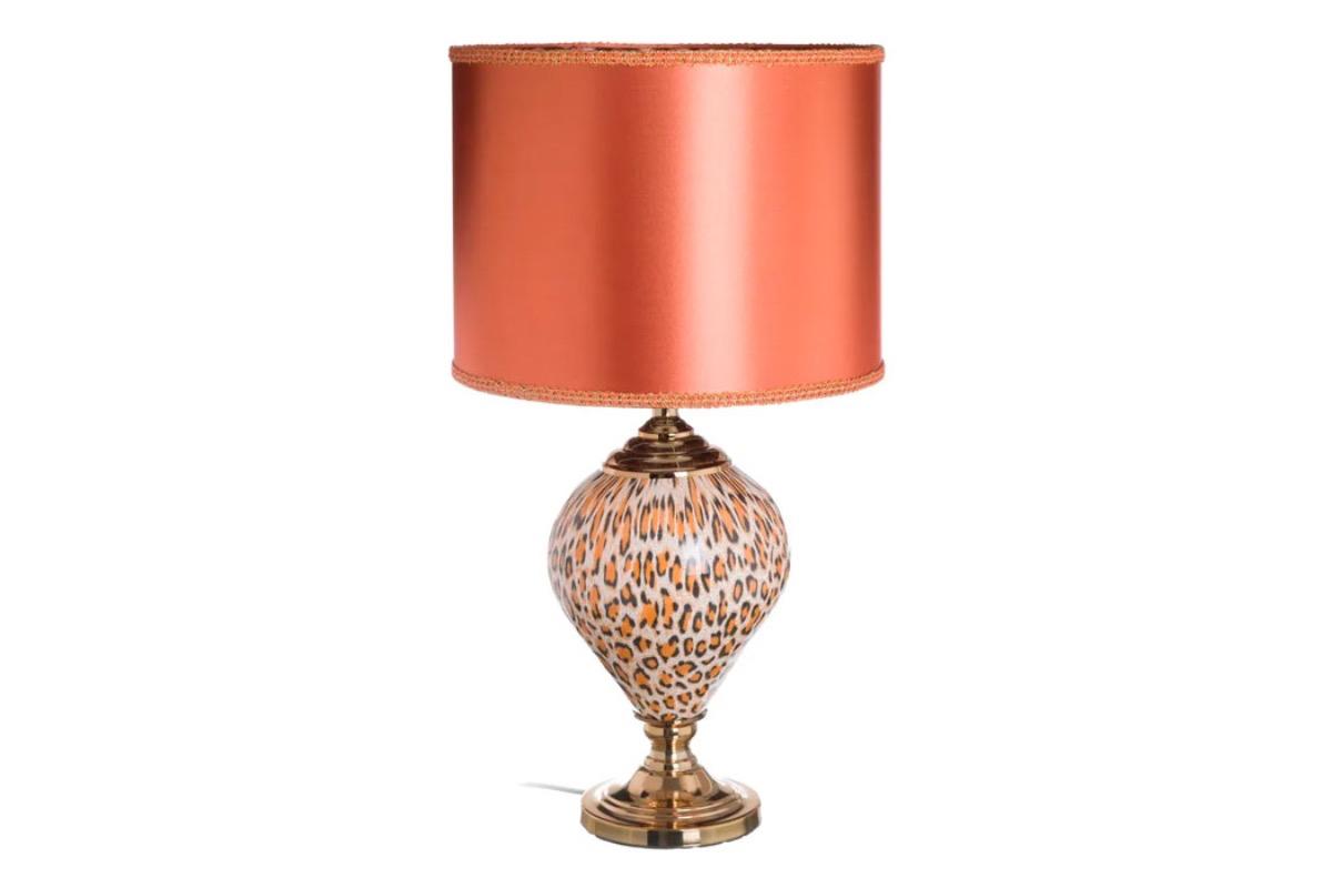 Лампа настольная с принтом оранжевый абажур