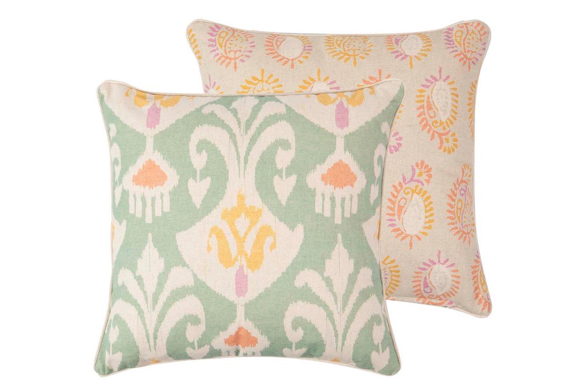 Декоративная подушка с принтом зелено бежевая