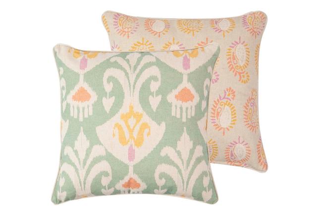Декоративная подушка с принтом зелено бежевая