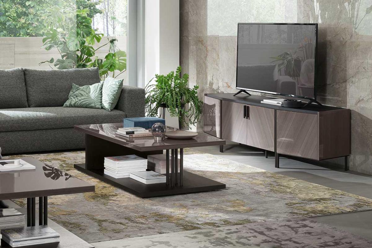 Тумба под телевизор Olimpia четыре створки эвкалипт вельвет