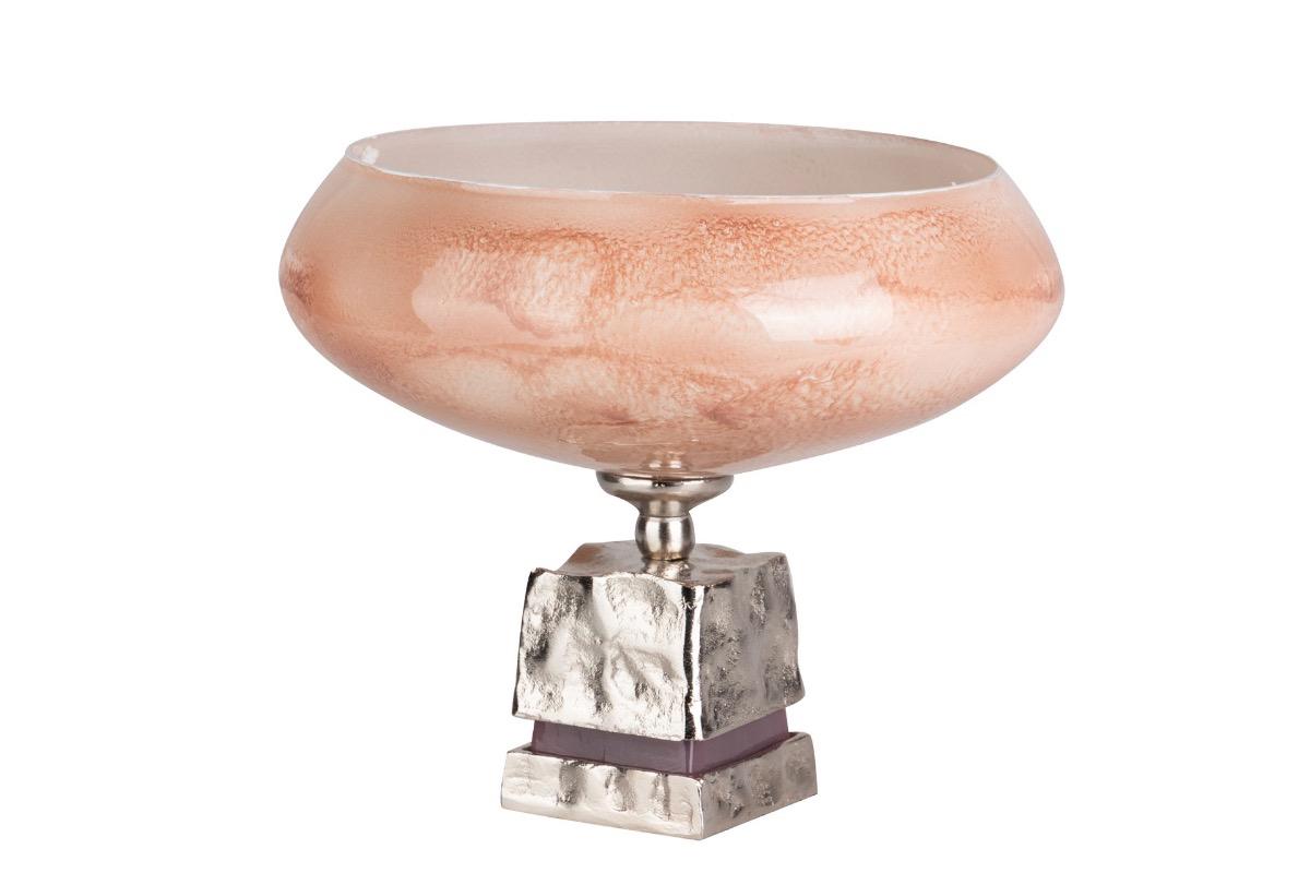 Ваза стеклянная оранжевая с металлической основой